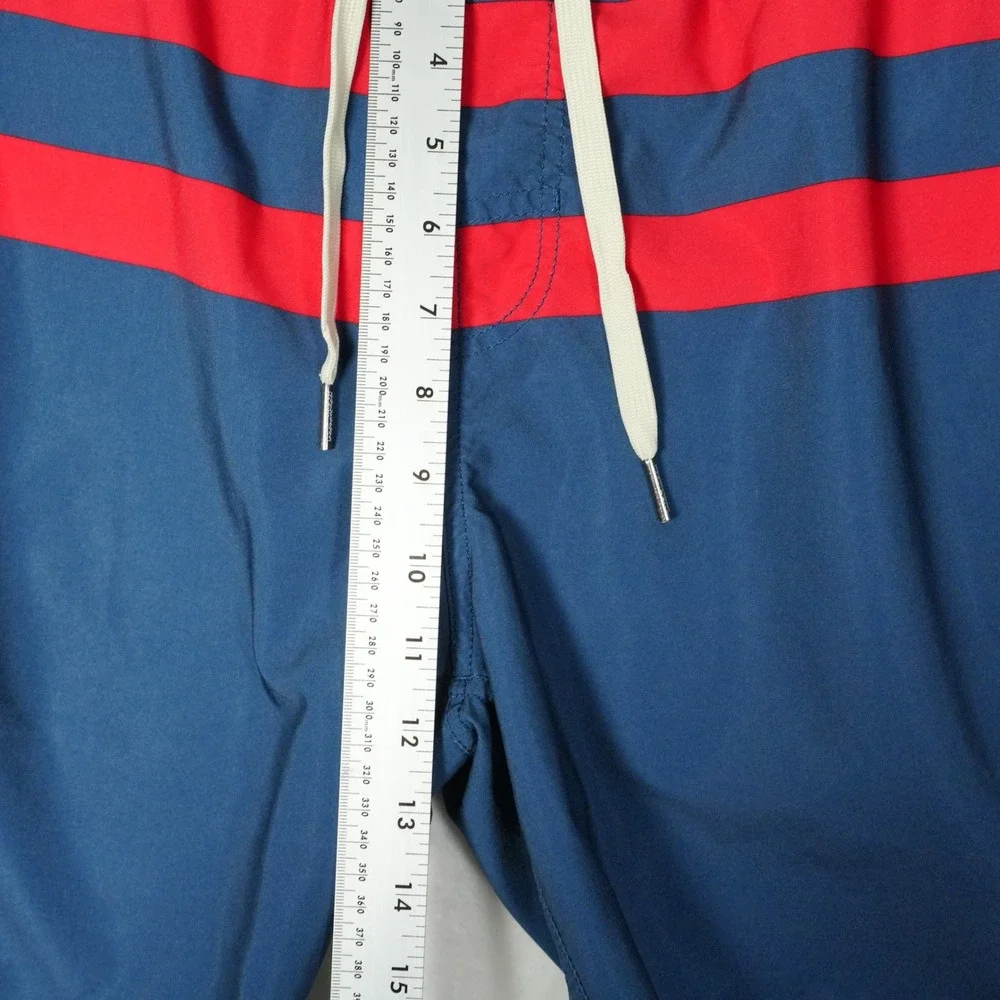 Fair Harbor Anchor Swim Shorts Mens Large Blue Red Striped Lined 7.5 Inseam